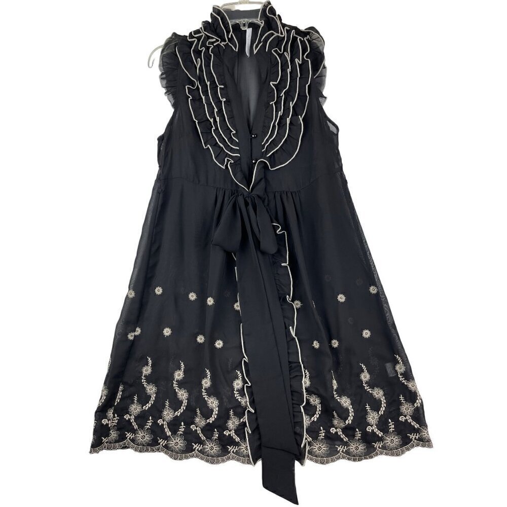 BIZZ Dress women’s medium black/ white trim/embroidery relaxed